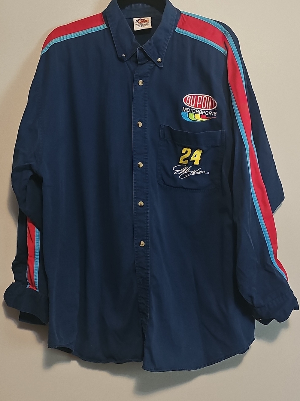Men's Jeff Gordan Vintage Nascar Dupont Navy Racing Button-Up Shirt